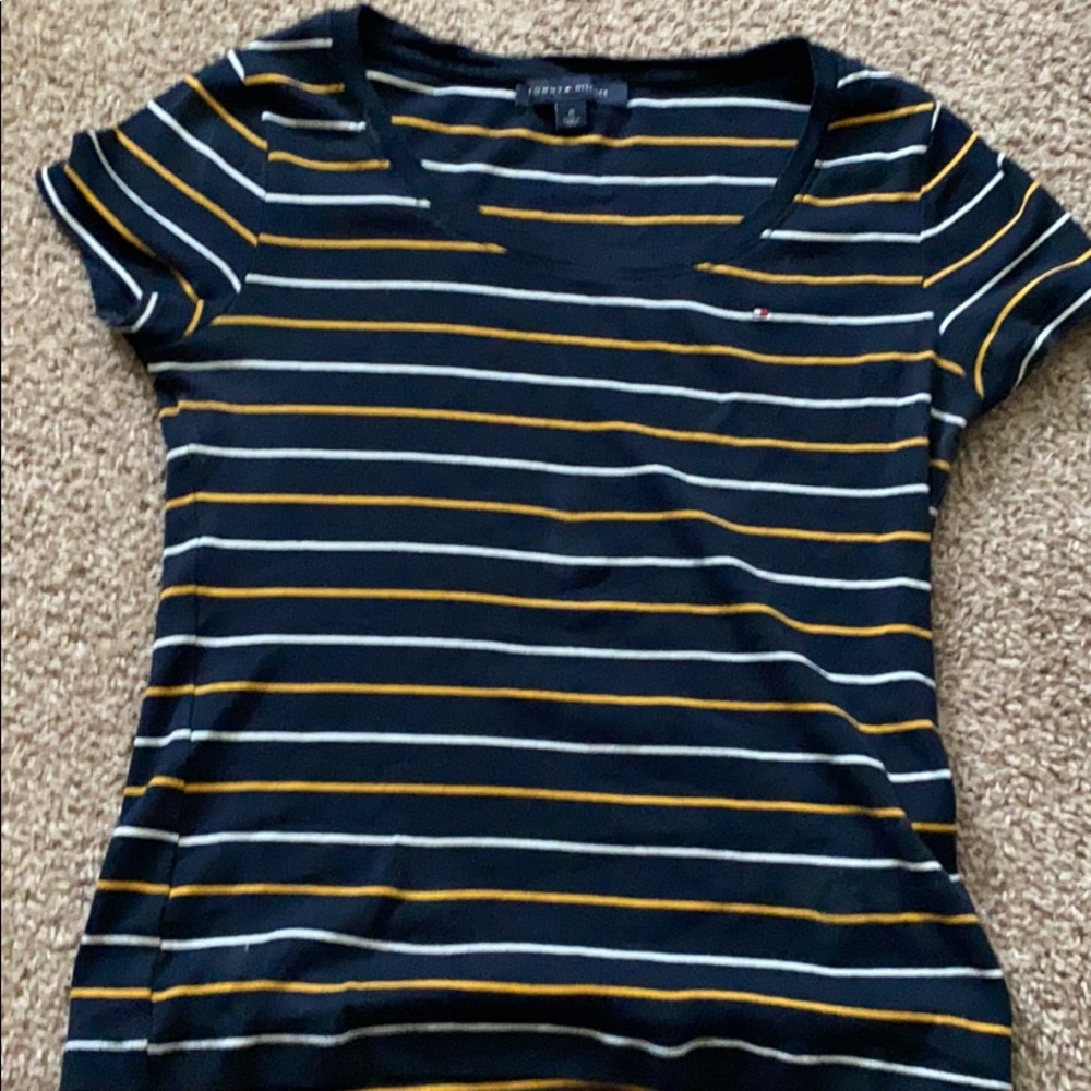 Yellow &white striped Tommy Hilfiger tee